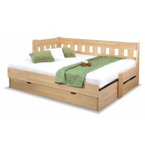 Dřevěná rozkládací postel ARLETA TWIN - LEVÁ, masiv buk, 90-160x200cm