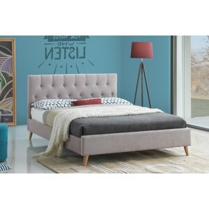 Čalouněná postel CS95085, šedá látka, 160x200 cm