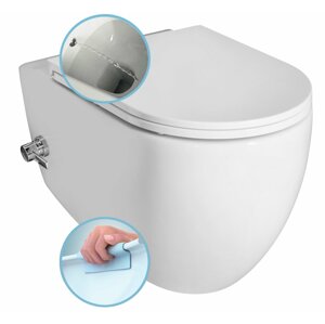 Isvea INFINITY závěsná WC mísa Rimless, integrovaný ventil a bidet. sprška, 36,5x53 cm, bílá (pro studenou nebo předem smíšenou vodu)