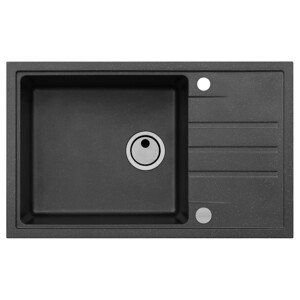 Alveus INTERMEZZO 130/91 černý + jednoduchý sifon - obdélníkový granitový dřez 780x480x200 mm s odkládací plochou Černý