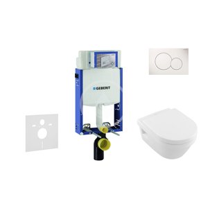 Geberit 110.302.00.5 NB1 - Modul pro závěsné WC s tlačítkem Sigma01, alpská bílá + Villeroy Boch - WC a sedátko, DirectFlush, SoftClose, CeramicPlus
