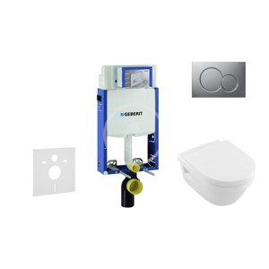 Geberit 110.302.00.5 NB3 - Modul pro závěsné WC s tlačítkem Sigma01, matný chrom + Villeroy Boch - WC a sedátko, DirectFlush, SoftClose, CeramicPlus