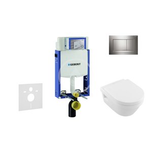 Geberit 110.302.00.5 NB6 - Modul pro závěsné WC s tlačítkem Sigma30, lesklý chrom/chrom mat + Villeroy Boch - WC a sedátko, DirectFlush, SoftClose, CeramicPlus