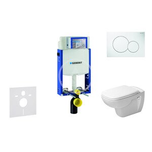 Geberit 110.302.00.5 NH1 - Modul pro závěsné WC s tlačítkem Sigma01, alpská bílá + Duravit D-Code - WC a sedátko, Rimless, SoftClose