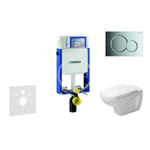 Geberit 110.302.00.5 NH2 - Modul pro závěsné WC s tlačítkem Sigma01, lesklý chrom + Duravit D-Code - WC a sedátko, Rimless, SoftClose