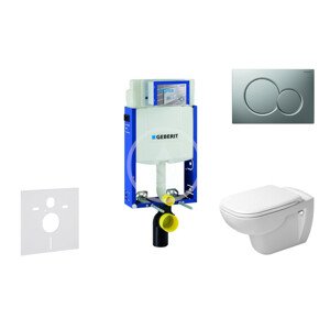 Geberit 110.302.00.5 NH3 - Modul pro závěsné WC s tlačítkem Sigma01, matný chrom + Duravit D-Code - WC a sedátko, Rimless, SoftClose