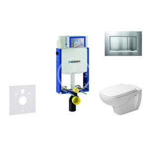 Geberit 110.302.00.5 NH7 - Modul pro závěsné WC s tlačítkem Sigma30, matný chrom/chrom + Duravit D-Code - WC a sedátko, Rimless, SoftClose