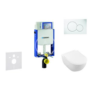 Geberit 110.302.00.5 NI1 - Modul pro závěsné WC s tlačítkem Sigma01, alpská bílá + Villeroy Boch - WC a sedátko, DirectFlush, SoftClose, CeramicPlus