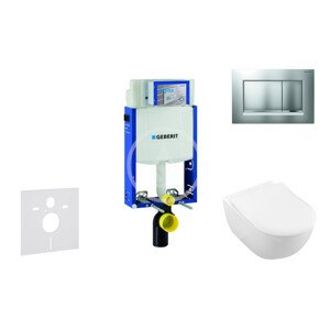 Geberit 110.302.00.5 NI7 - Modul pro závěsné WC s tlačítkem Sigma30, matný chrom/chrom + Villeroy Boch - WC a sedátko, DirectFlush, SoftClose, CeramicPlus