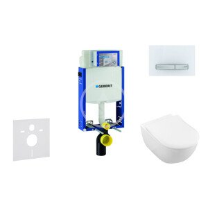 Geberit 110.302.00.5 NI8 - Modul pro závěsné WC s tlačítkem Sigma50, alpská bílá + Villeroy Boch - WC a sedátko, DirectFlush, SoftClose, CeramicPlus