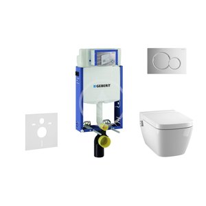 Geberit 110.302.00.5 NT2 - Modul pro závěsné WC s tlačítkem Sigma01, lesklý chrom + Tece One - sprchovací toaleta a sedátko, Rimless, SoftClose