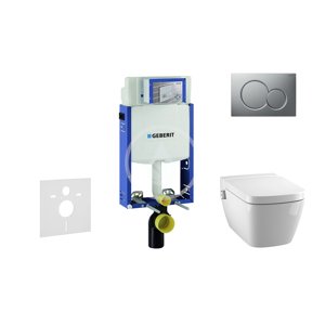 Geberit 110.302.00.5 NT3 - Modul pro závěsné WC s tlačítkem Sigma01, matný chrom + Tece One - sprchovací toaleta a sedátko, Rimless, SoftClose