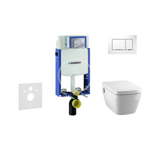 Geberit 110.302.00.5 NT5 - Modul pro závěsné WC s tlačítkem Sigma30, bílá/lesklý chrom + Tece One - sprchovací toaleta a sedátko, Rimless, SoftClose