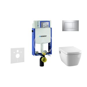 Geberit 110.302.00.5 NT6 - Modul pro závěsné WC s tlačítkem Sigma30, lesklý chrom/chrom mat + Tece One - sprchovací toaleta a sedátko, Rimless, SoftClose