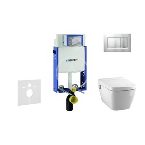 Geberit 110.302.00.5 NT7 - Modul pro závěsné WC s tlačítkem Sigma30, matný chrom/chrom + Tece One - sprchovací toaleta a sedátko, Rimless, SoftClose