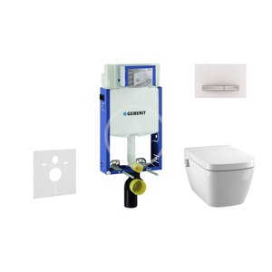Geberit 110.302.00.5 NT8 - Modul pro závěsné WC s tlačítkem Sigma50, alpská bílá + Tece One - sprchovací toaleta a sedátko, Rimless, SoftClose