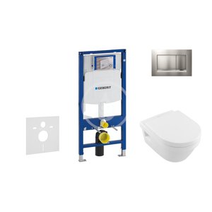 Geberit 111.300.00.5 NB7 - Modul pro závěsné WC s tlačítkem Sigma30, matný chrom/chrom + Villeroy Boch - WC a sedátko, DirectFlush, SoftClose, CeramicPlus
