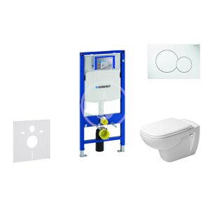 Geberit 111.300.00.5 NH1 - Modul pro závěsné WC s tlačítkem Sigma01, alpská bílá + Duravit D-Code - WC a sedátko, Rimless, SoftClose