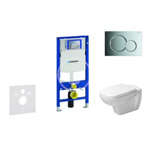 Geberit 111.300.00.5 NH2 - Modul pro závěsné WC s tlačítkem Sigma01, lesklý chrom + Duravit D-Code - WC a sedátko, Rimless, SoftClose