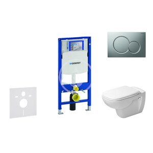 Geberit 111.300.00.5 NH3 - Modul pro závěsné WC s tlačítkem Sigma01, matný chrom + Duravit D-Code - WC a sedátko, Rimless, SoftClose