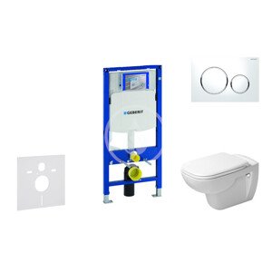 Geberit 111.300.00.5 NH4 - Modul pro závěsné WC s tlačítkem Sigma20, bílá/lesklý chrom + Duravit D-Code - WC a sedátko, Rimless, SoftClose