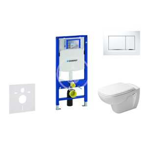 Geberit 111.300.00.5 NH5 - Modul pro závěsné WC s tlačítkem Sigma30, bílá/lesklý chrom + Duravit D-Code - WC a sedátko, Rimless, SoftClose