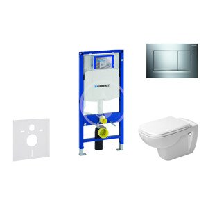 Geberit 111.300.00.5 NH6 - Modul pro závěsné WC s tlačítkem Sigma30, lesklý chrom/chrom mat + Duravit D-Code - WC a sedátko, Rimless, SoftClose