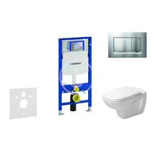 Geberit 111.300.00.5 NH7 - Modul pro závěsné WC s tlačítkem Sigma30, matný chrom/chrom + Duravit D-Code - WC a sedátko, Rimless, SoftClose