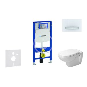 Geberit 111.300.00.5 NH8 - Modul pro závěsné WC s tlačítkem Sigma50, alpská bílá + Duravit D-Code - WC a sedátko, Rimless, SoftClose