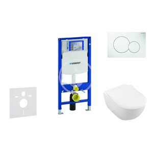 Geberit 111.300.00.5 NI1 - Modul pro závěsné WC s tlačítkem Sigma01, alpská bílá + Villeroy Boch - WC a sedátko, DirectFlush, SoftClose, CeramicPlus
