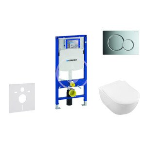 Geberit 111.300.00.5 NI2 - Modul pro závěsné WC s tlačítkem Sigma01, lesklý chrom + Villeroy Boch - WC a sedátko, DirectFlush, SoftClose, CeramicPlus