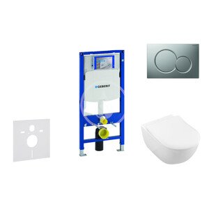 Geberit 111.300.00.5 NI3 - Modul pro závěsné WC s tlačítkem Sigma01, matný chrom + Villeroy Boch - WC a sedátko, DirectFlush, SoftClose, CeramicPlus