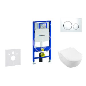 Geberit 111.300.00.5 NI4 - Modul pro závěsné WC s tlačítkem Sigma20, bílá/lesklý chrom + Villeroy Boch - WC a sedátko, DirectFlush, SoftClose, CeramicPlus