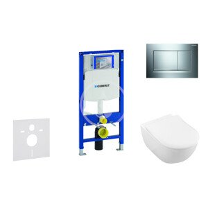 Geberit 111.300.00.5 NI6 - Modul pro závěsné WC s tlačítkem Sigma30, lesklý chrom/chrom mat + Villeroy Boch - WC a sedátko, DirectFlush, SoftClose, CeramicPlus