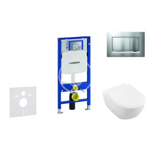 Geberit 111.300.00.5 NI7 - Modul pro závěsné WC s tlačítkem Sigma30, matný chrom/chrom + Villeroy Boch - WC a sedátko, DirectFlush, SoftClose, CeramicPlus