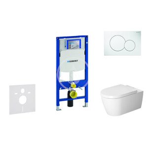Geberit 111.300.00.5 NM1 - Modul pro závěsné WC s tlačítkem Sigma01, alpská bílá + Duravit ME by Starck - WC a sedátko, Rimless, SoftClose