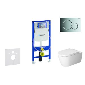 Geberit 111.300.00.5 NM2 - Modul pro závěsné WC s tlačítkem Sigma01, lesklý chrom + Duravit ME by Starck - WC a sedátko, Rimless, SoftClose