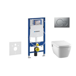 Geberit 111.300.00.5 NT3 - Modul pro závěsné WC s tlačítkem Sigma01, matný chrom + Tece One - sprchovací toaleta a sedátko, Rimless, SoftClose