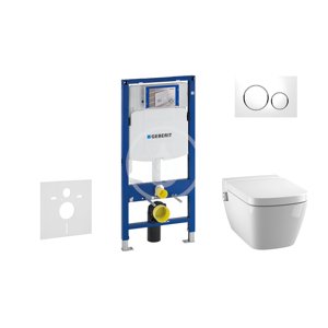Geberit 111.300.00.5 NT4 - Modul pro závěsné WC s tlačítkem Sigma20, bílá/lesklý chrom + Tece One - sprchovací toaleta a sedátko, Rimless, SoftClose