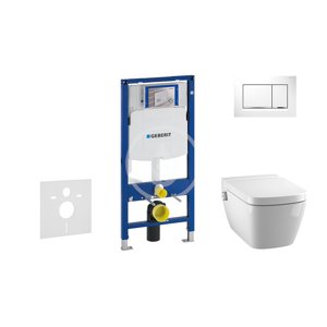 Geberit 111.300.00.5 NT5 - Modul pro závěsné WC s tlačítkem Sigma30, bílá/lesklý chrom + Tece One - sprchovací toaleta a sedátko, Rimless, SoftClose