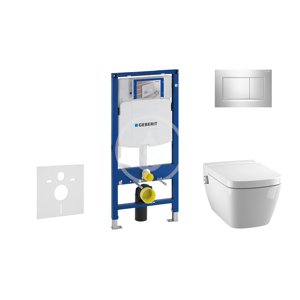 Geberit 111.300.00.5 NT6 - Modul pro závěsné WC s tlačítkem Sigma30, lesklý chrom/chrom mat + Tece One - sprchovací toaleta a sedátko, Rimless, SoftClose