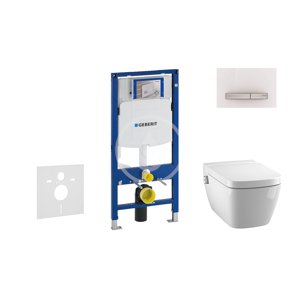 Geberit 111.300.00.5 NT8 - Modul pro závěsné WC s tlačítkem Sigma50, alpská bílá + Tece One - sprchovací toaleta a sedátko, Rimless, SoftClose