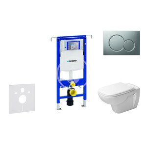 Geberit 111.355.00.5 NH3 - Modul pro závěsné WC s tlačítkem Sigma01, matný chrom + Duravit D-Code - WC a sedátko, Rimless, SoftClose