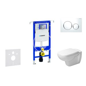 Geberit 111.355.00.5 NH4 - Modul pro závěsné WC s tlačítkem Sigma20, bílá/lesklý chrom + Duravit D-Code - WC a sedátko, Rimless, SoftClose