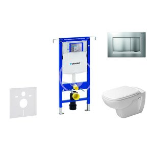 Geberit 111.355.00.5 NH7 - Modul pro závěsné WC s tlačítkem Sigma30, matný chrom/chrom + Duravit D-Code - WC a sedátko, Rimless, SoftClose