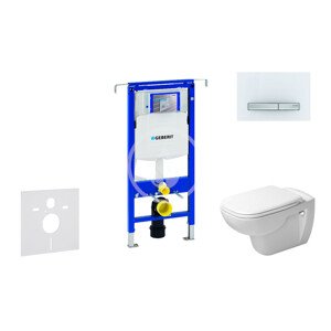 Geberit 111.355.00.5 NH8 - Modul pro závěsné WC s tlačítkem Sigma50, alpská bílá + Duravit D-Code - WC a sedátko, Rimless, SoftClose