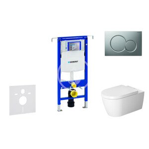 Geberit 111.355.00.5 NM3 - Modul pro závěsné WC s tlačítkem Sigma01, matný chrom + Duravit ME by Starck - WC a sedátko, Rimless, SoftClose