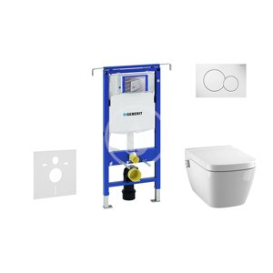 Geberit 111.355.00.5 NT1 - Modul pro závěsné WC s tlačítkem Sigma01, alpská bílá + Tece One - sprchovací toaleta a sedátko, Rimless, SoftClose