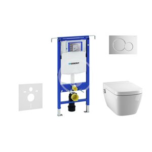 Geberit 111.355.00.5 NT2 - Modul pro závěsné WC s tlačítkem Sigma01, lesklý chrom + Tece One - sprchovací toaleta a sedátko, Rimless, SoftClose