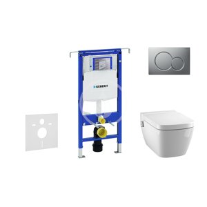 Geberit 111.355.00.5 NT3 - Modul pro závěsné WC s tlačítkem Sigma01, matný chrom + Tece One - sprchovací toaleta a sedátko, Rimless, SoftClose